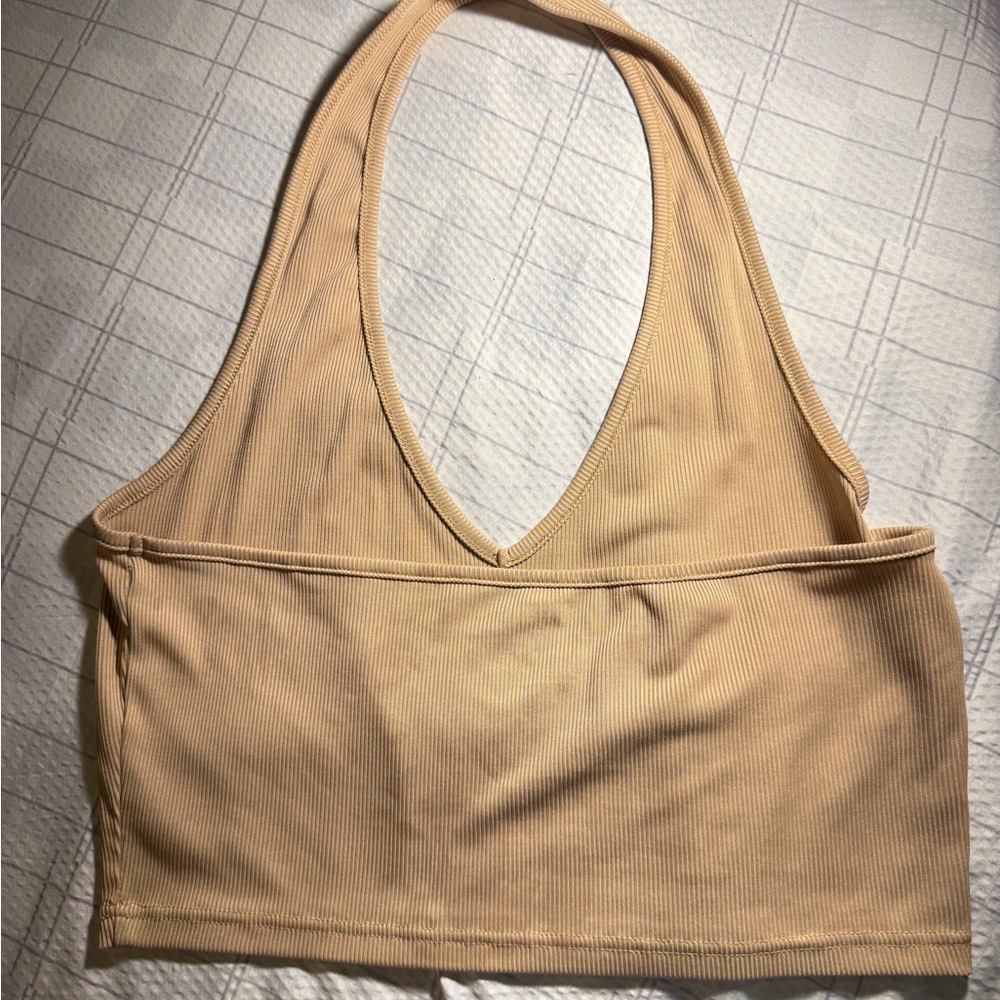 Tan Ribbed Halter Top - Picture 2 of 5